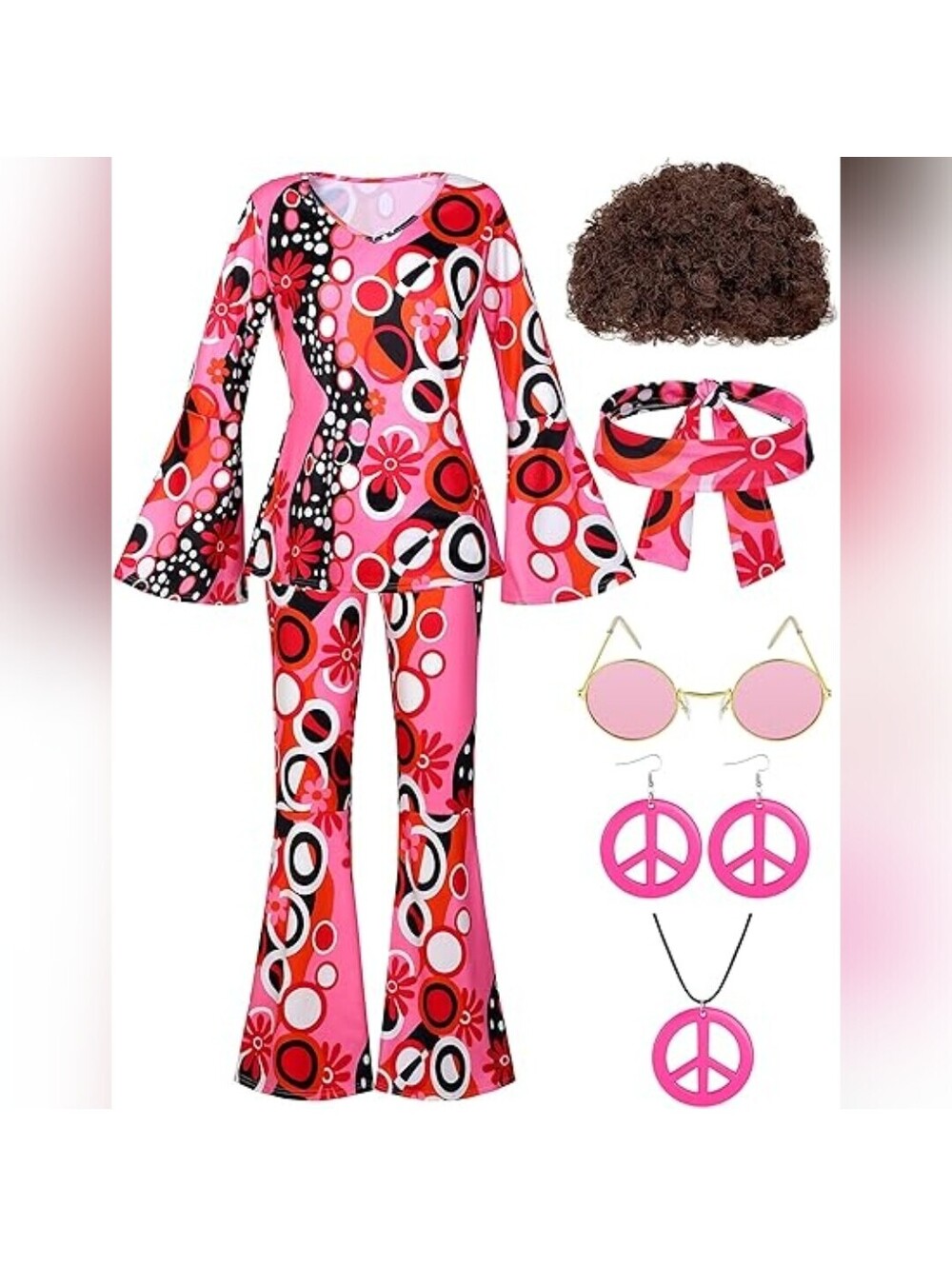 NWT SOMSOC 1970s Boho Flared Pants Tie Dye Piece Hippie Costume, Medium
